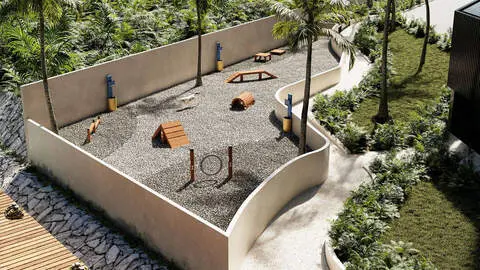 Vista aérea de amenidades