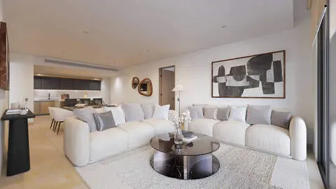 Sala de estar con vista al mar